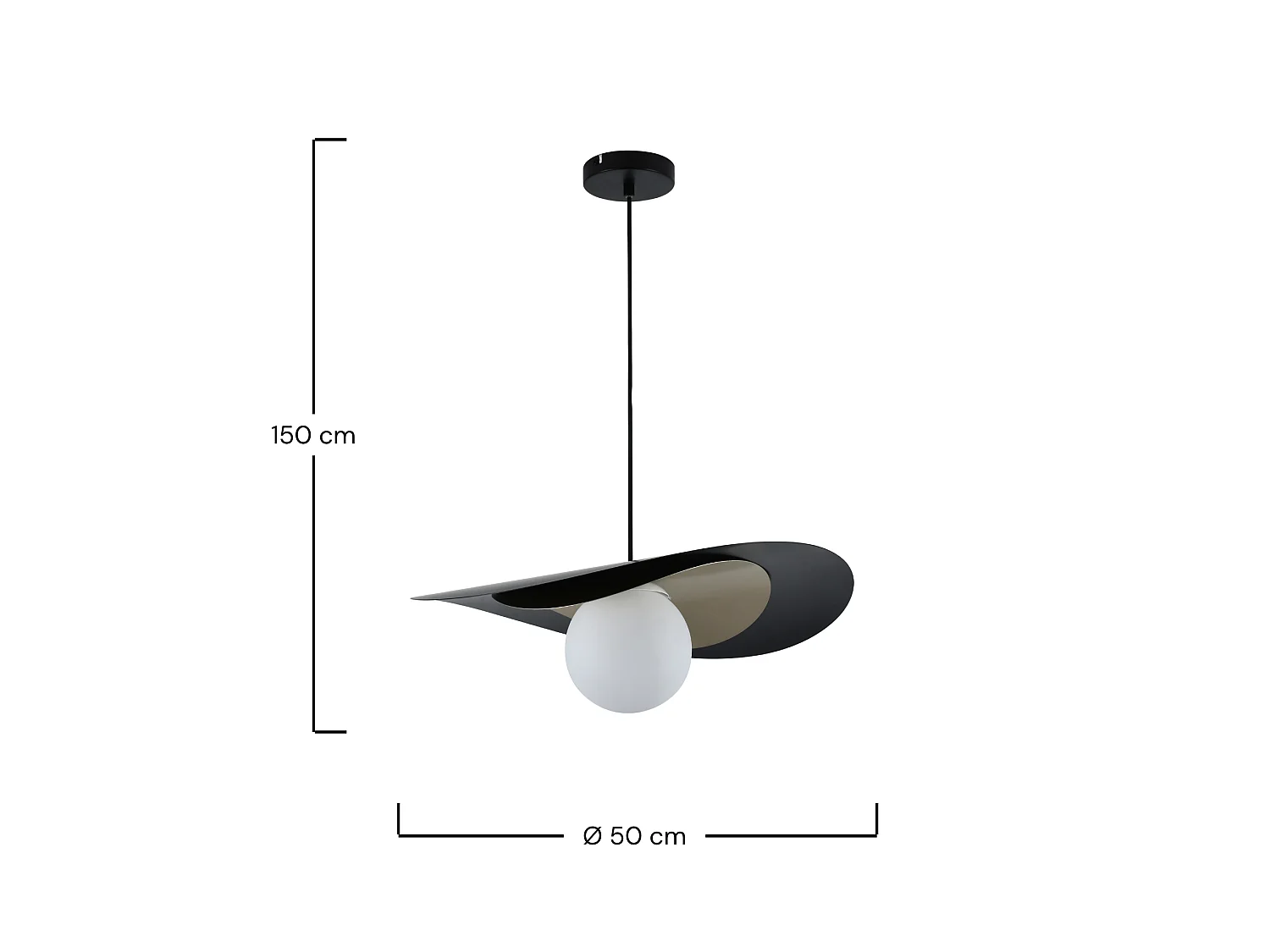 Sospensione in metallo nero e dorato 50 cm - Iris