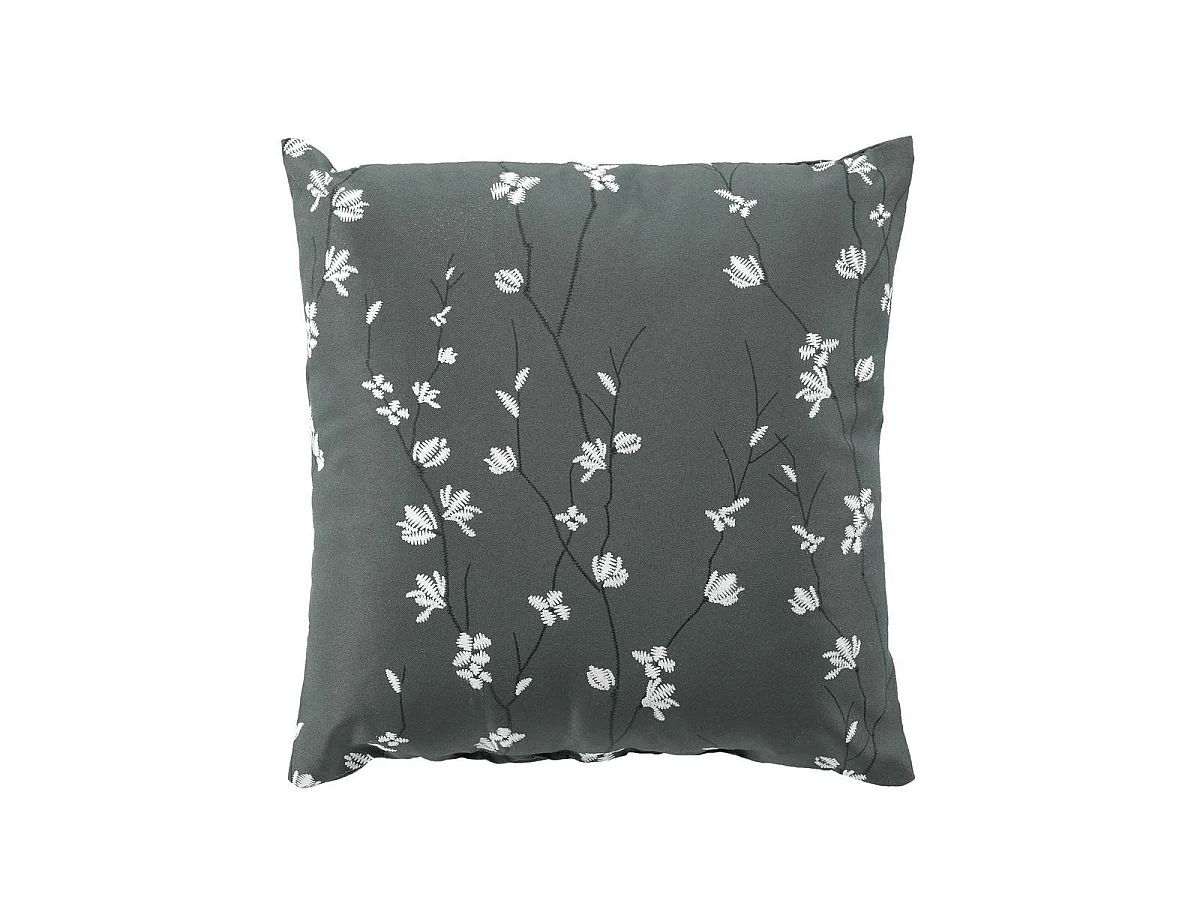 Coussin Déco Imprimé "Sakura" 45x45cm Anthracite