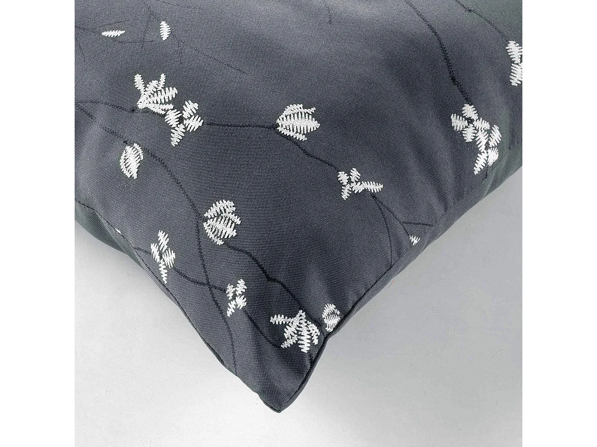 Coussin Déco Imprimé "Sakura" 45x45cm Anthracite