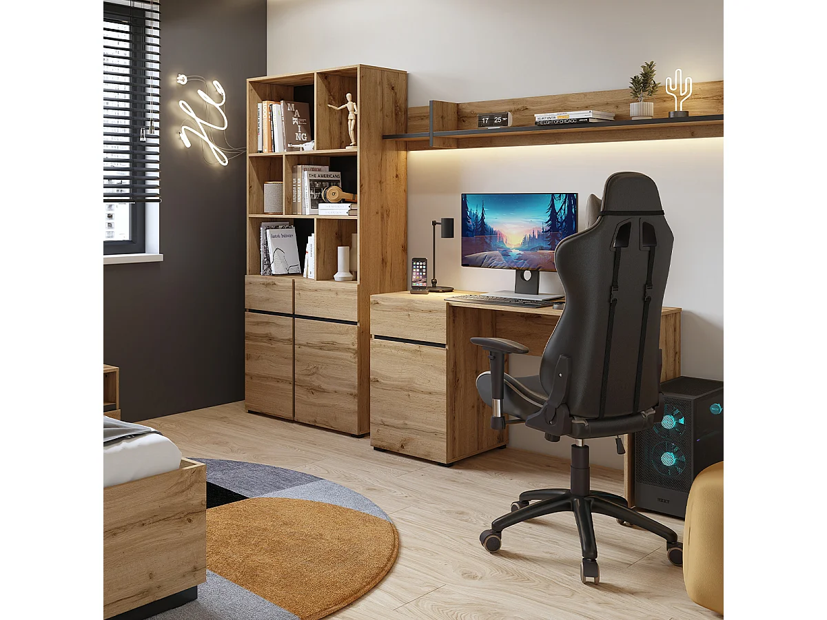 2-Door 1-Drawer Bookcase Lilia Wood