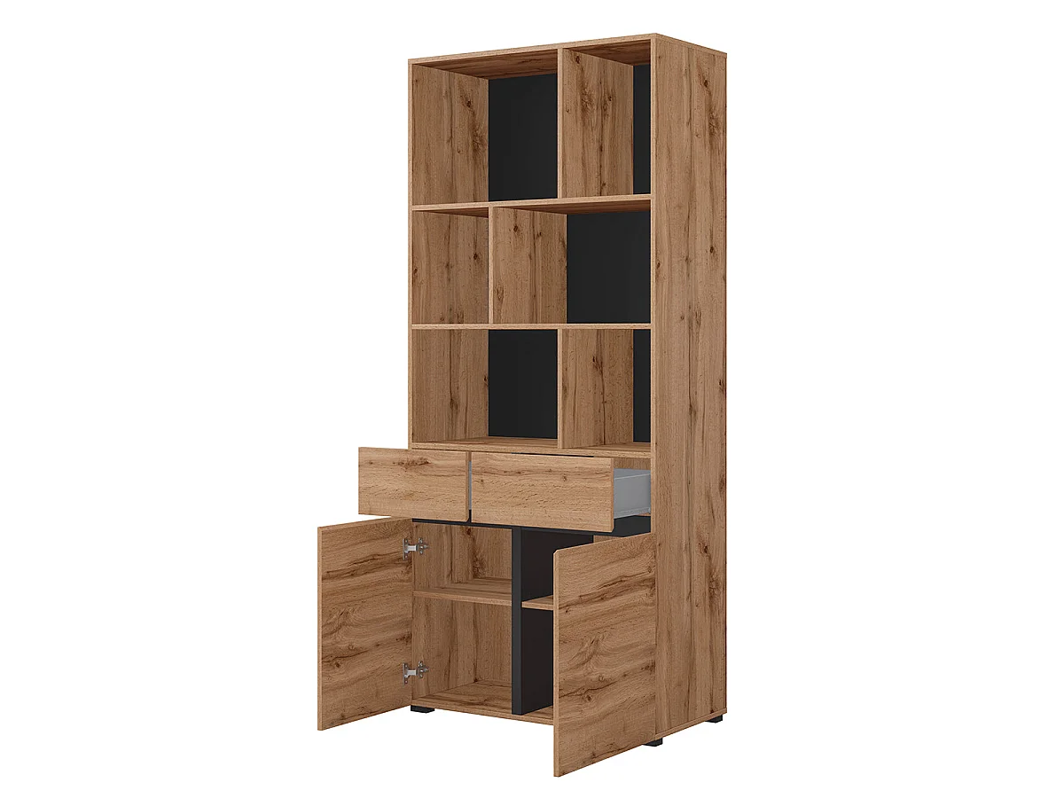2-Door 1-Drawer Bookcase Lilia Wood