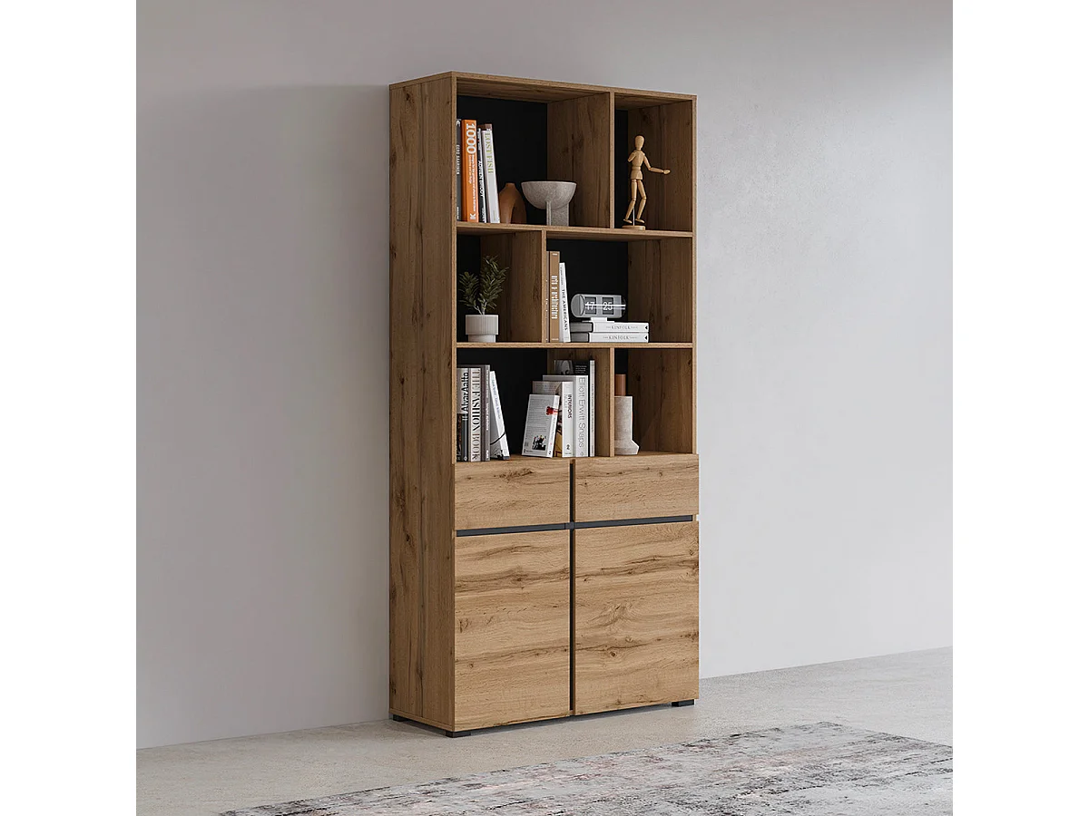 2-Door 1-Drawer Bookcase Lilia Wood