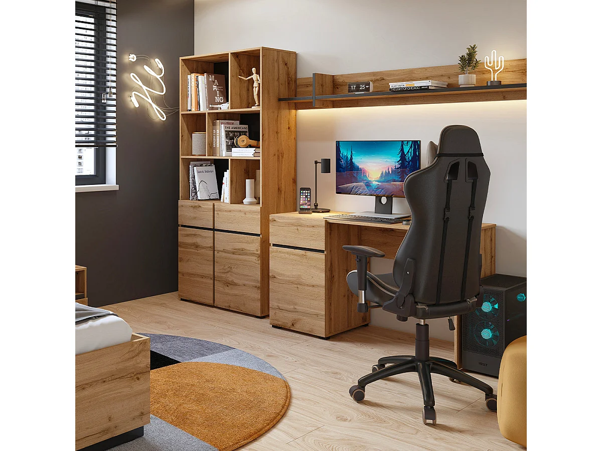 2-Door 1-Drawer Bookcase Lilia Wood