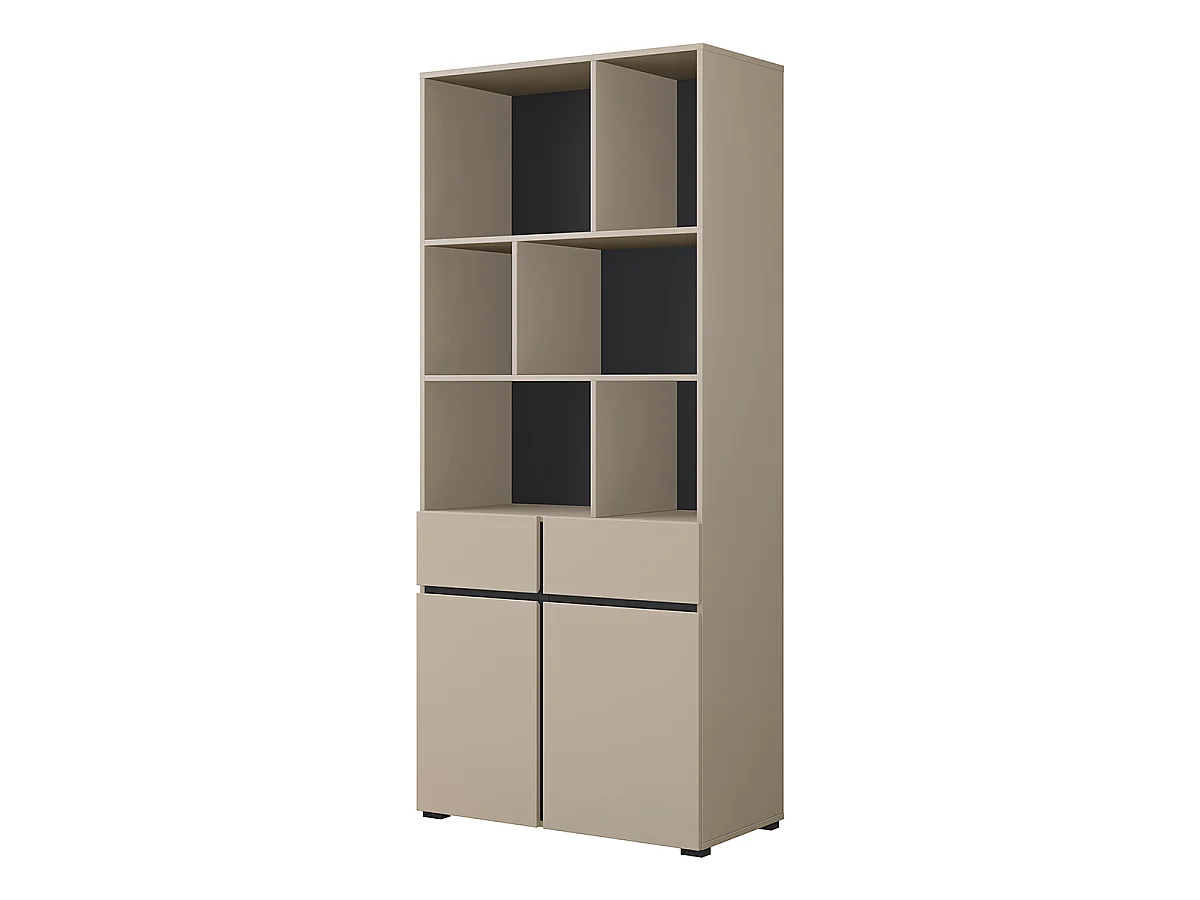 Lilia Taupe Bookcase with 2 Doors and 1 Drawer