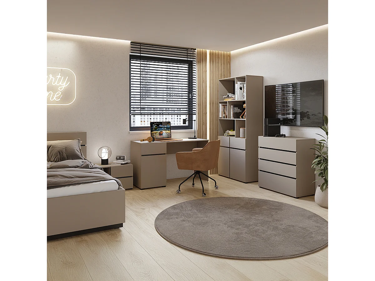 Lilia Taupe Bookcase with 2 Doors and 1 Drawer