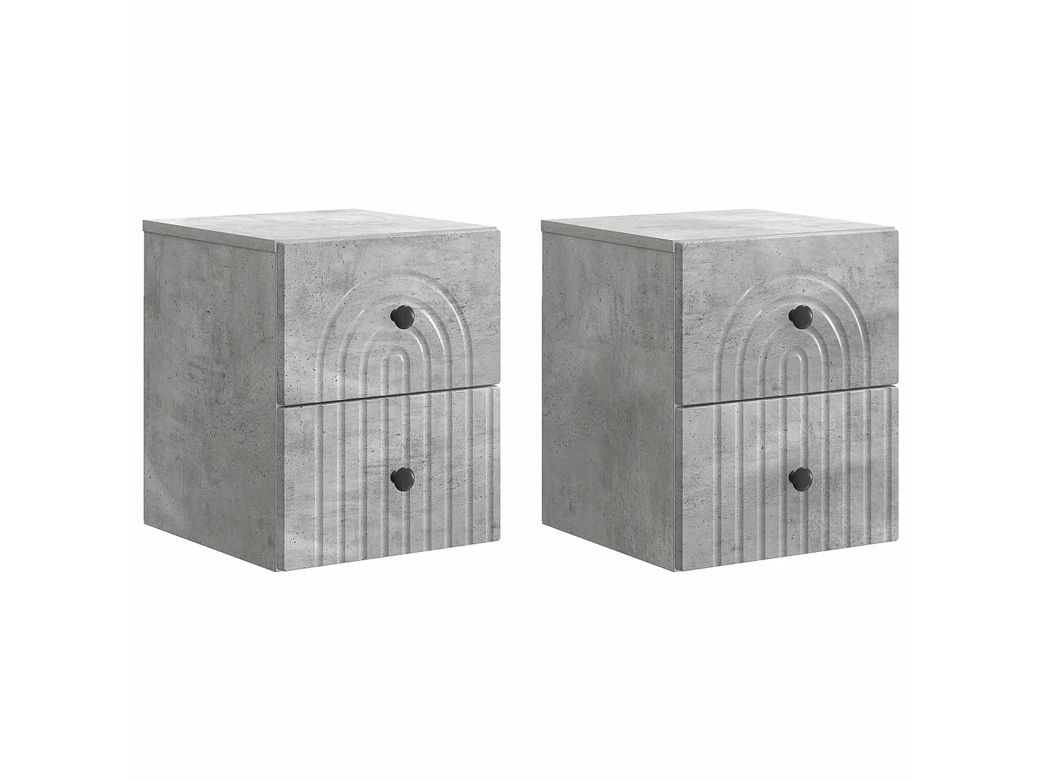 Table de chevet mural 2 pièces Gris béton 33 x 34,5 x 40 cm