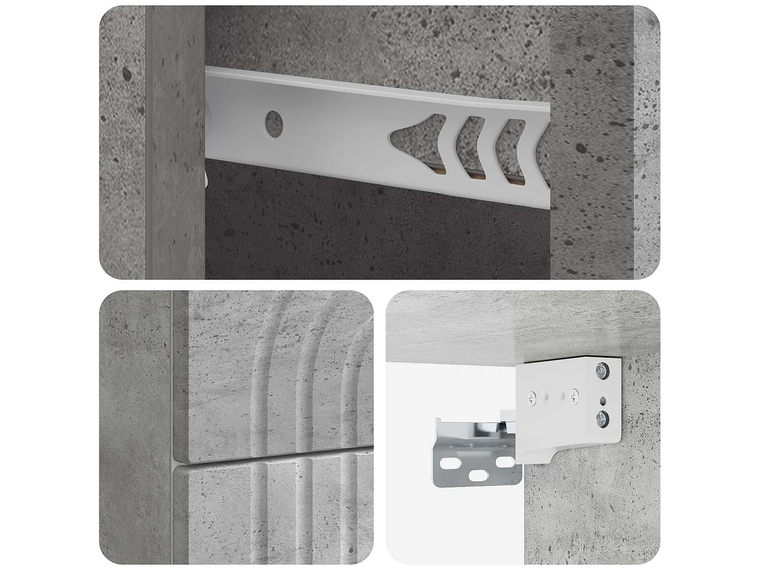 Table de chevet mural 2 pièces Gris béton 33 x 34,5 x 40 cm