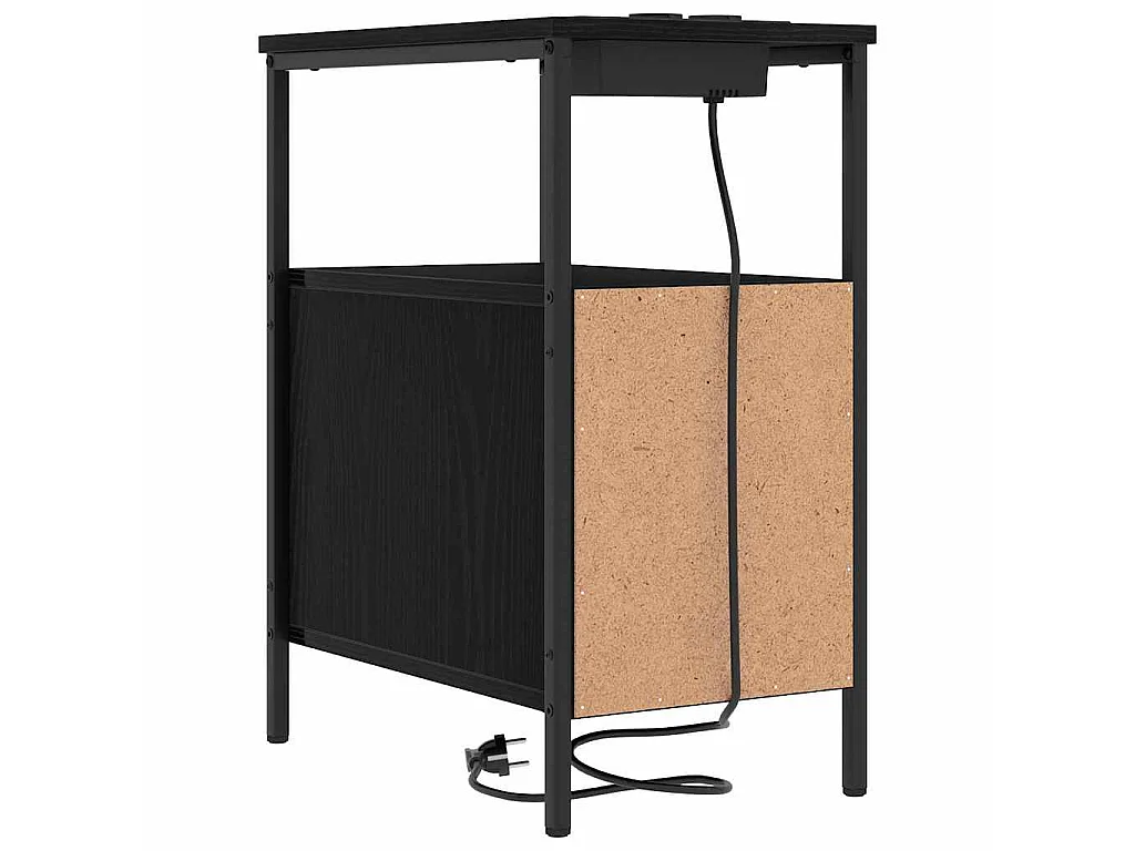 Mesa de Noche con cajón 2 piezas Roble negro 30 x 48 x 61 cm