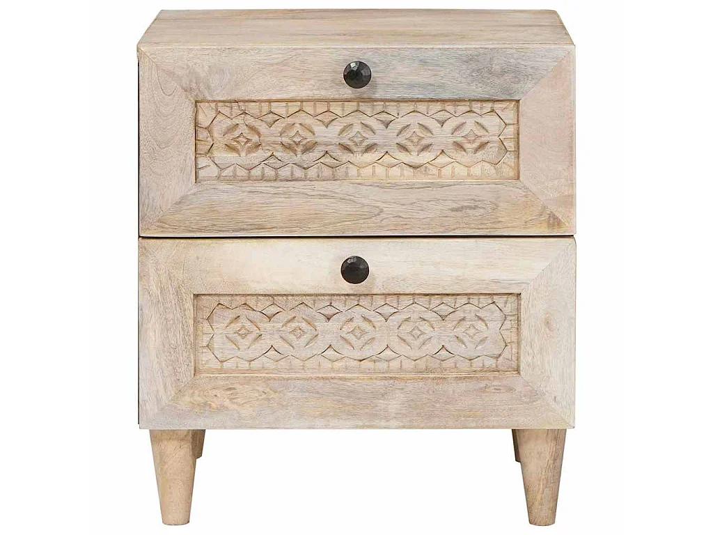 Mesa de Noche Beige 40 x 33 x 46 cm madera maciza de mango