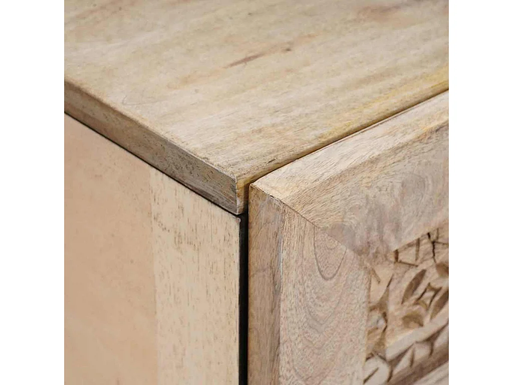 Mesa de Noche Beige 40 x 33 x 46 cm madera maciza de mango