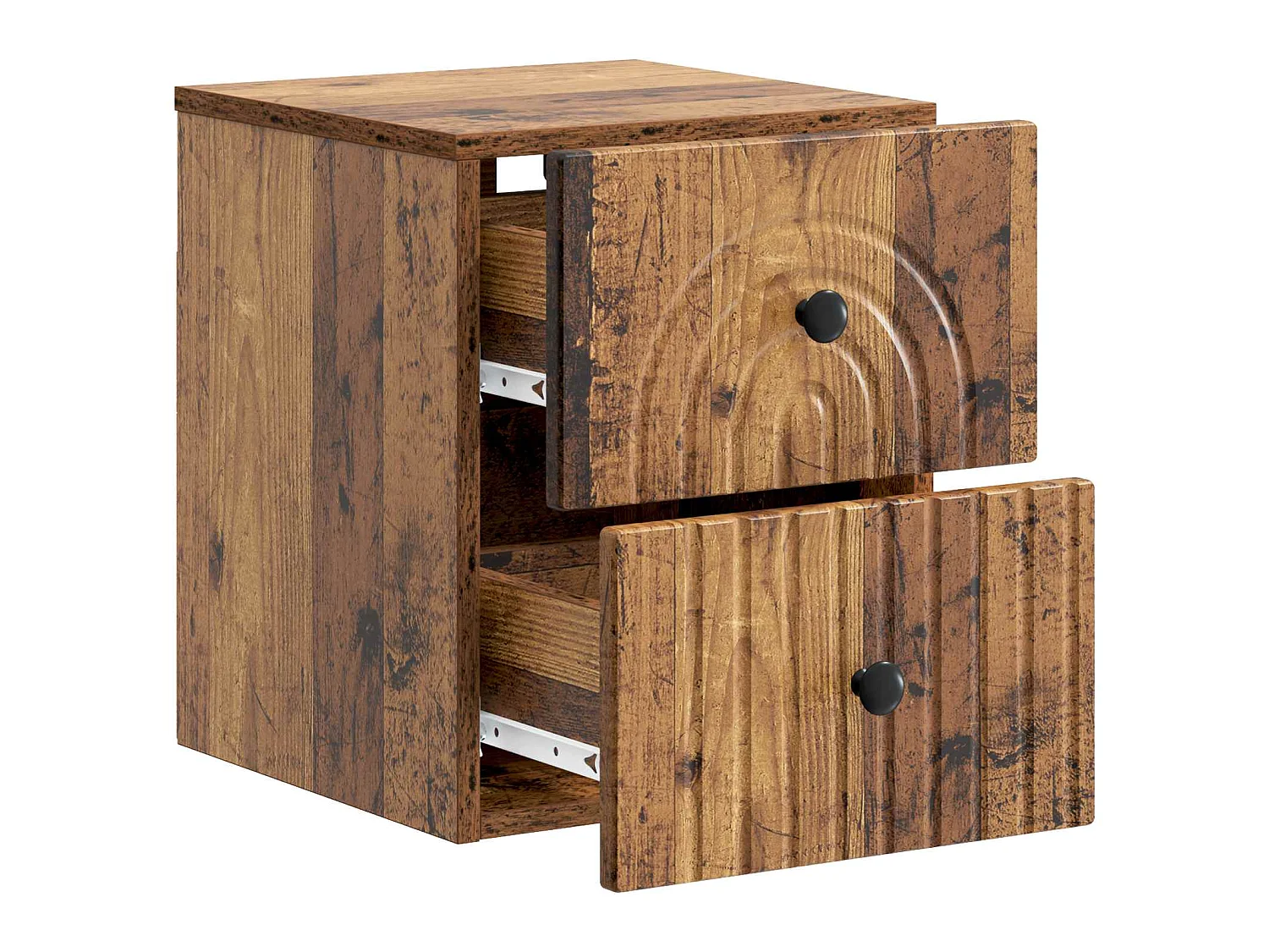 Table de chevet mural 2 pièces Bois ancien 33 x 34,5 x 40 cm