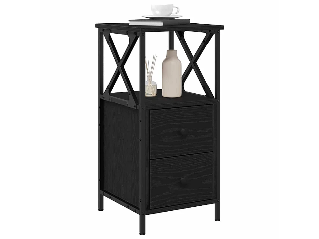 Table de chevet 2 pièces Chêne noir 34 x 35,5 x 70 cm