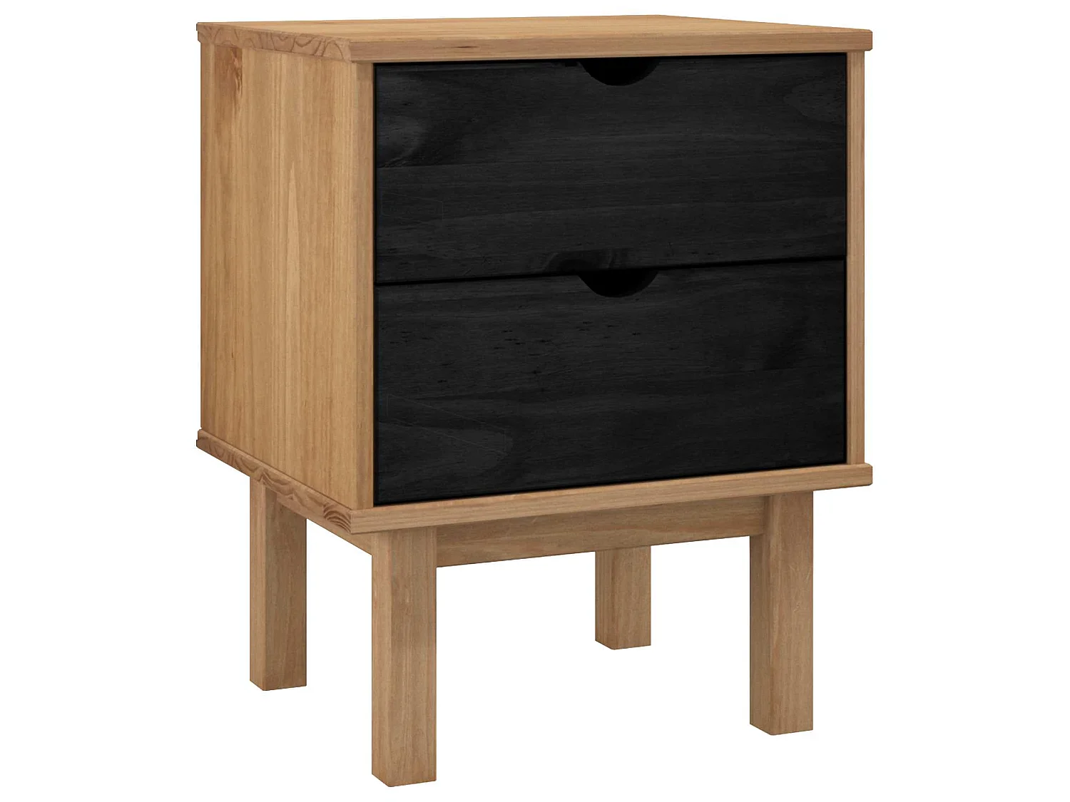 Table de chevet OTTA Noir 45 x 39 x 57 cm Bois de pin massif