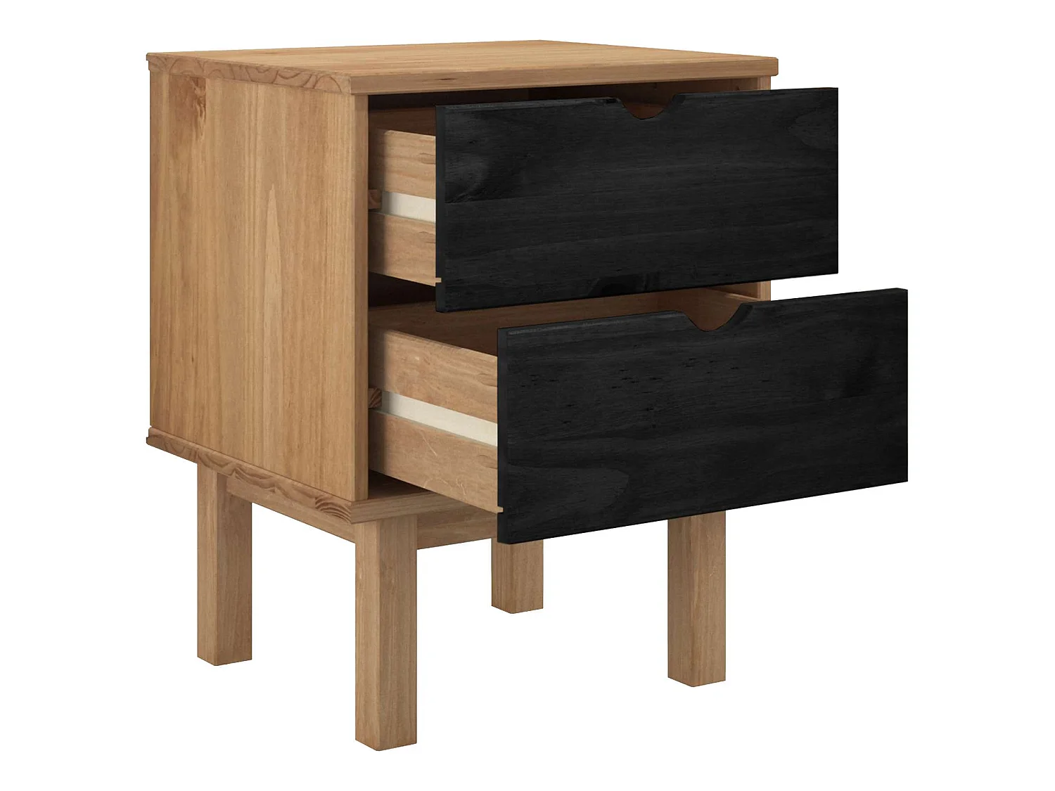 Table de chevet OTTA Noir 45 x 39 x 57 cm Bois de pin massif