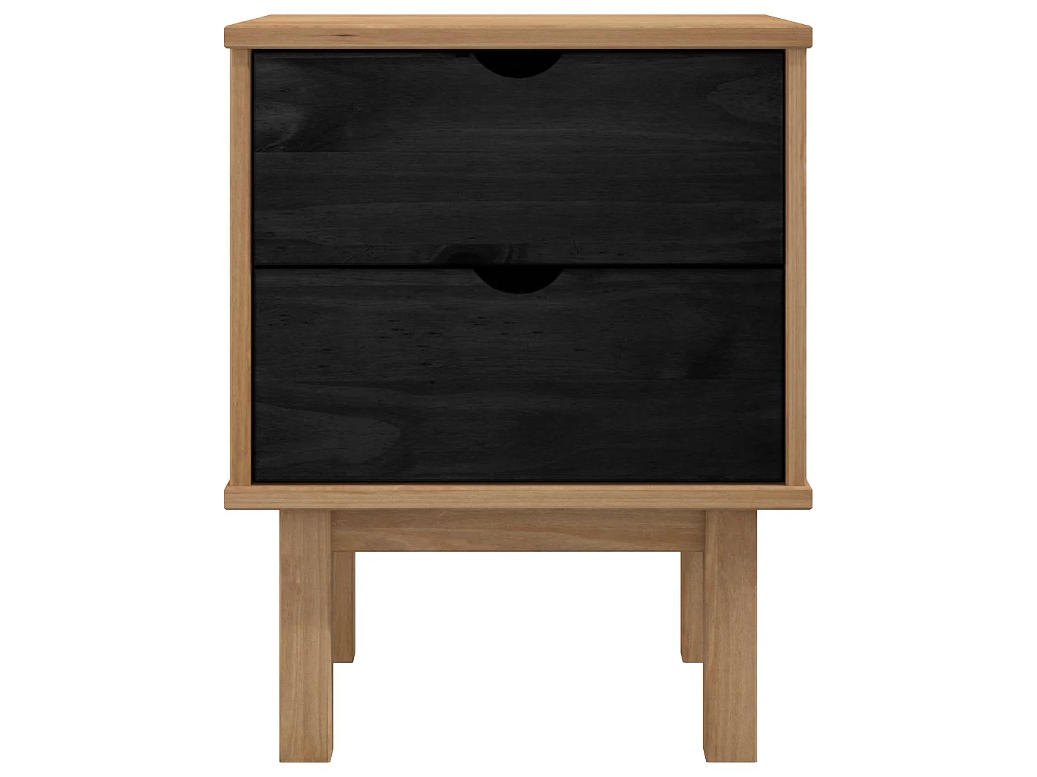 Table de chevet OTTA Noir 45 x 39 x 57 cm Bois de pin massif