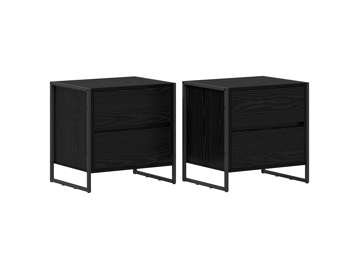 Mesa de Noche con cajón 2 piezas Roble Negro 50 x 39.5 x 50 cm