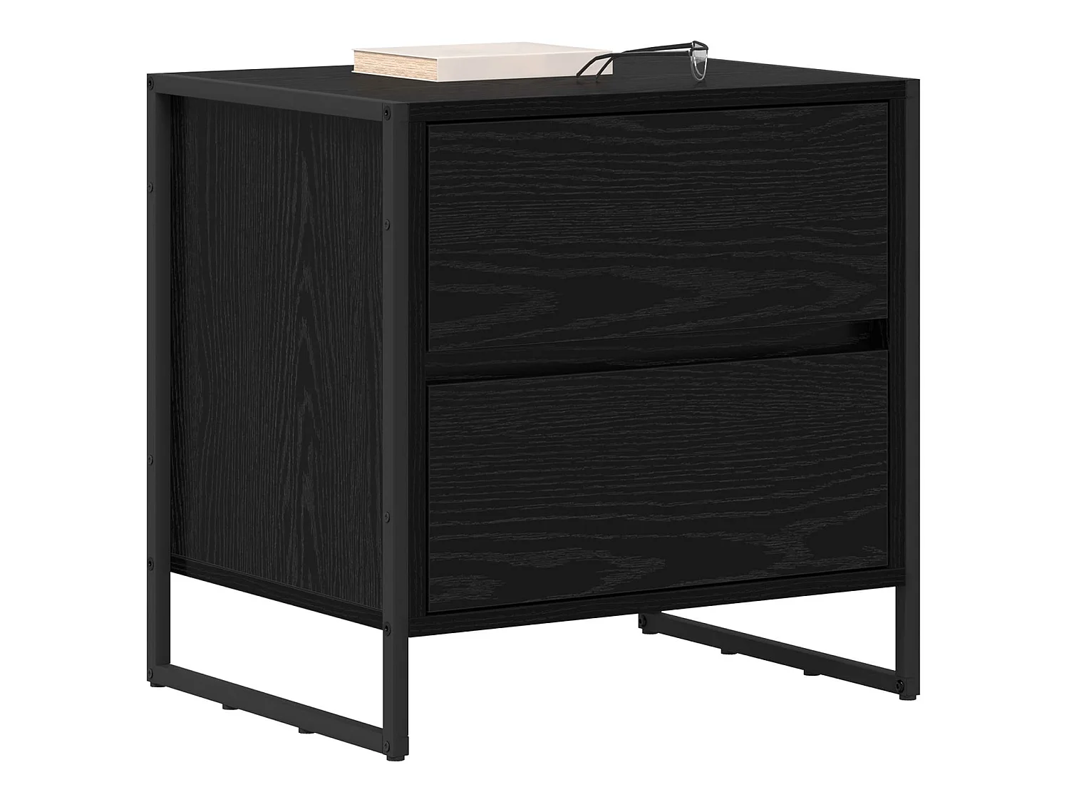 Mesa de Noche con cajón 2 piezas Roble Negro 50 x 39.5 x 50 cm