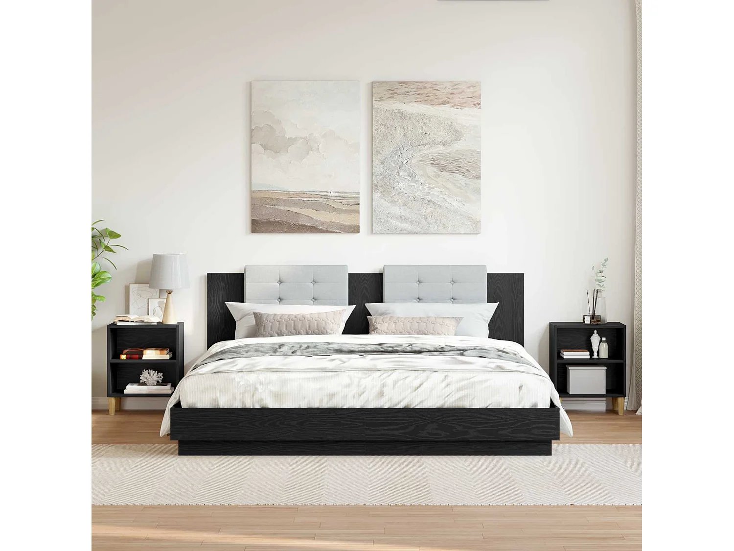 Mueble cama 2 piezas Roble Negro 40 x 30 x 50 cm