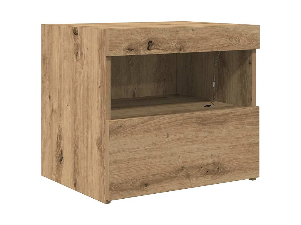 Table de chevet avec tiroir Chêne artisanal 50 x 40 x 45 cm