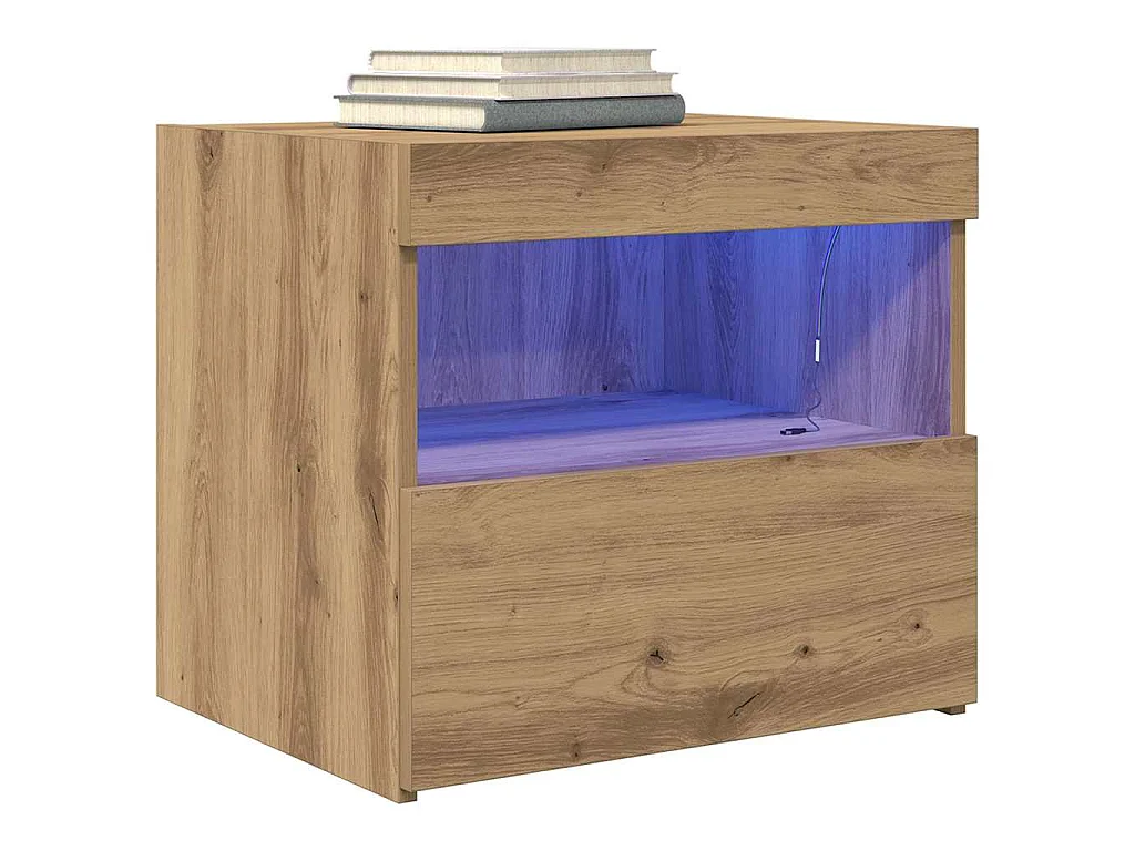 Table de chevet avec tiroir Chêne artisanal 50 x 40 x 45 cm
