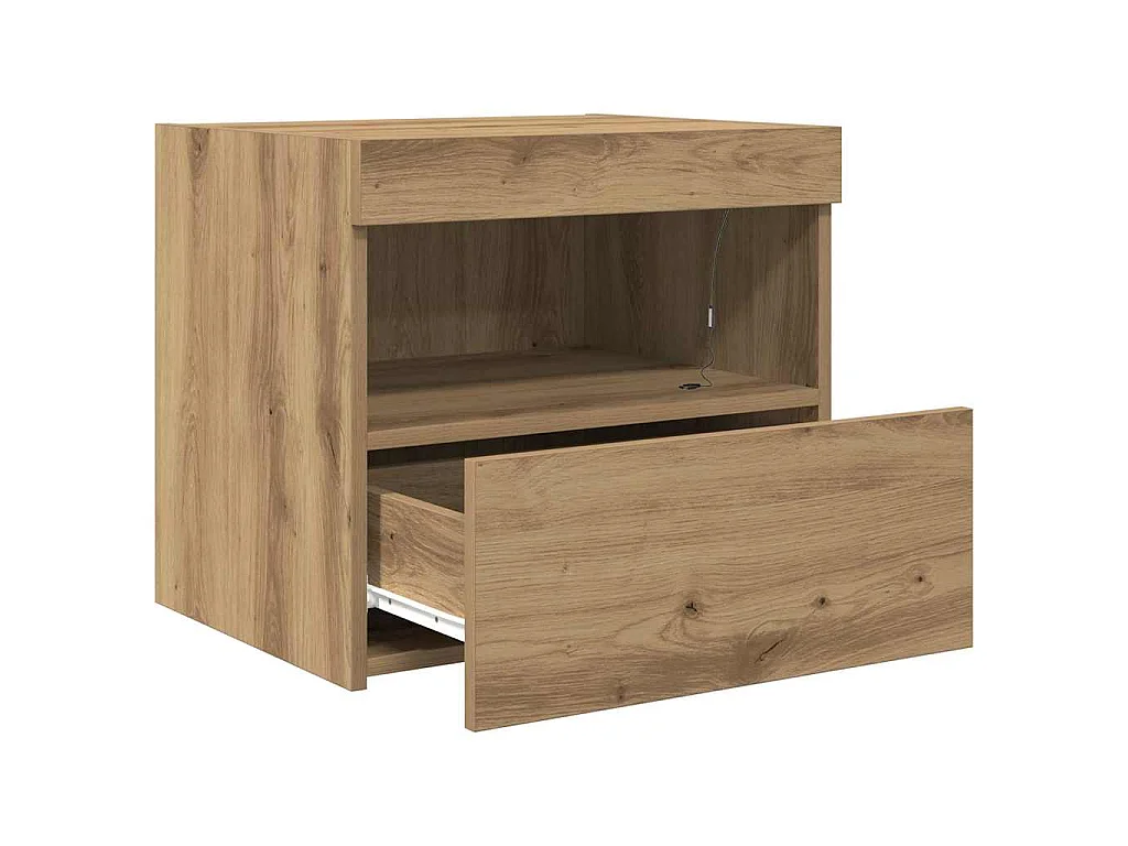 Table de chevet avec tiroir Chêne artisanal 50 x 40 x 45 cm