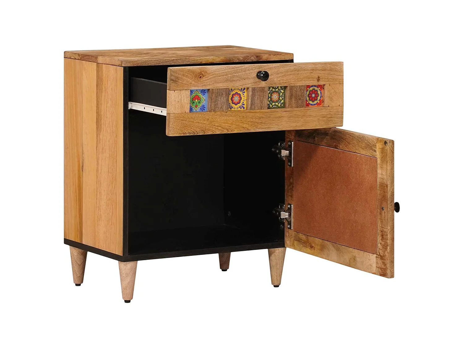 Armario de Noche Natural 50 x 33 x 60 cm Madera de mango maciza