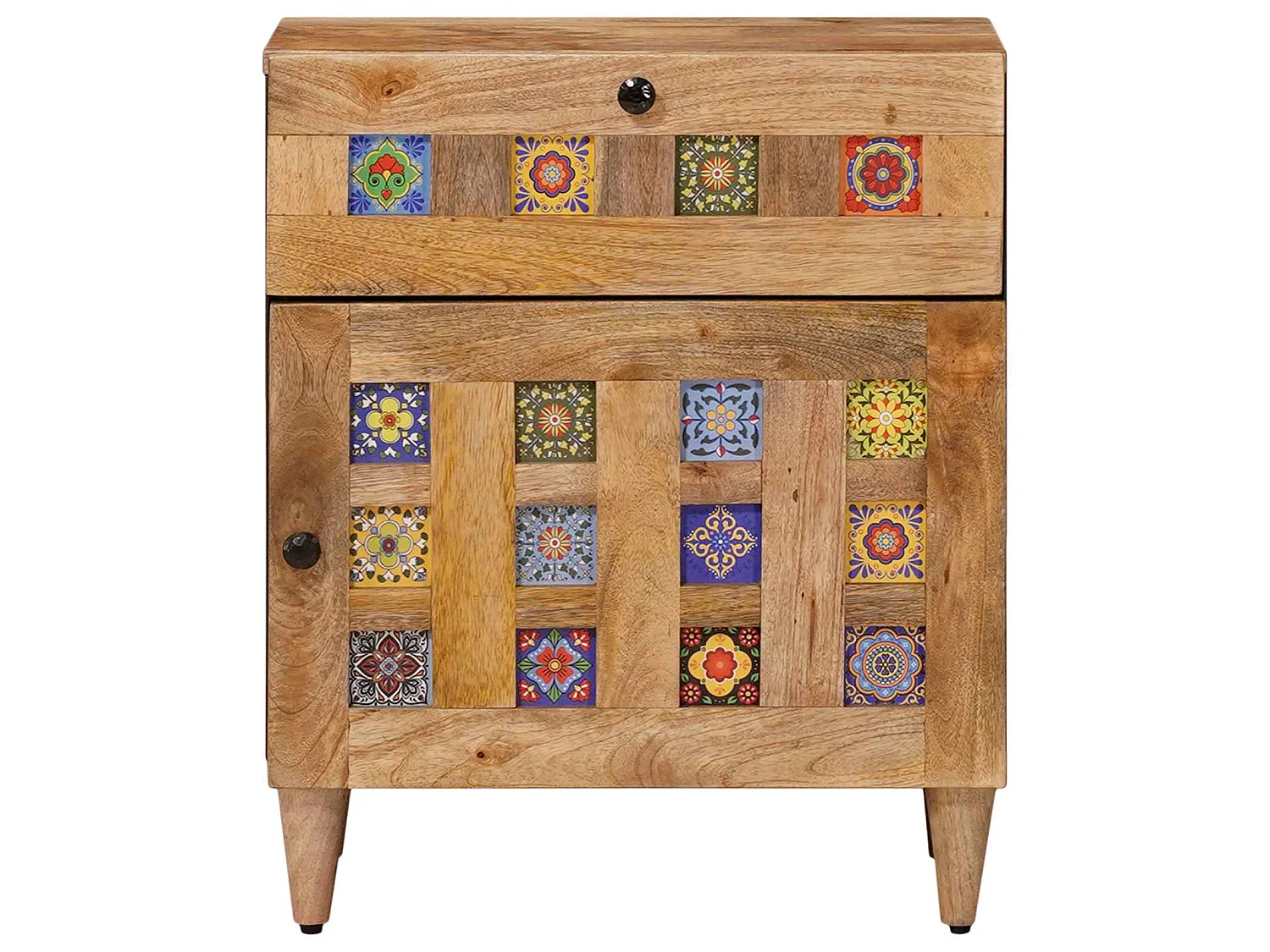 Armario de Noche Natural 50 x 33 x 60 cm Madera de mango maciza