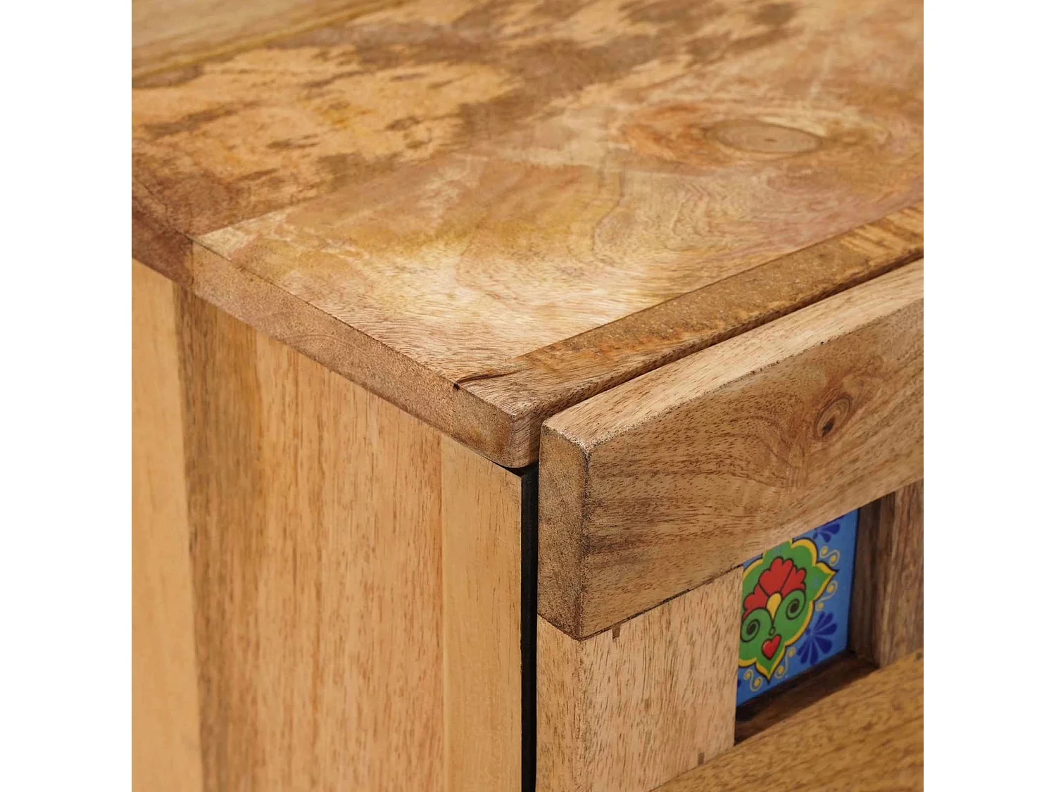 Armario de Noche Natural 50 x 33 x 60 cm Madera de mango maciza