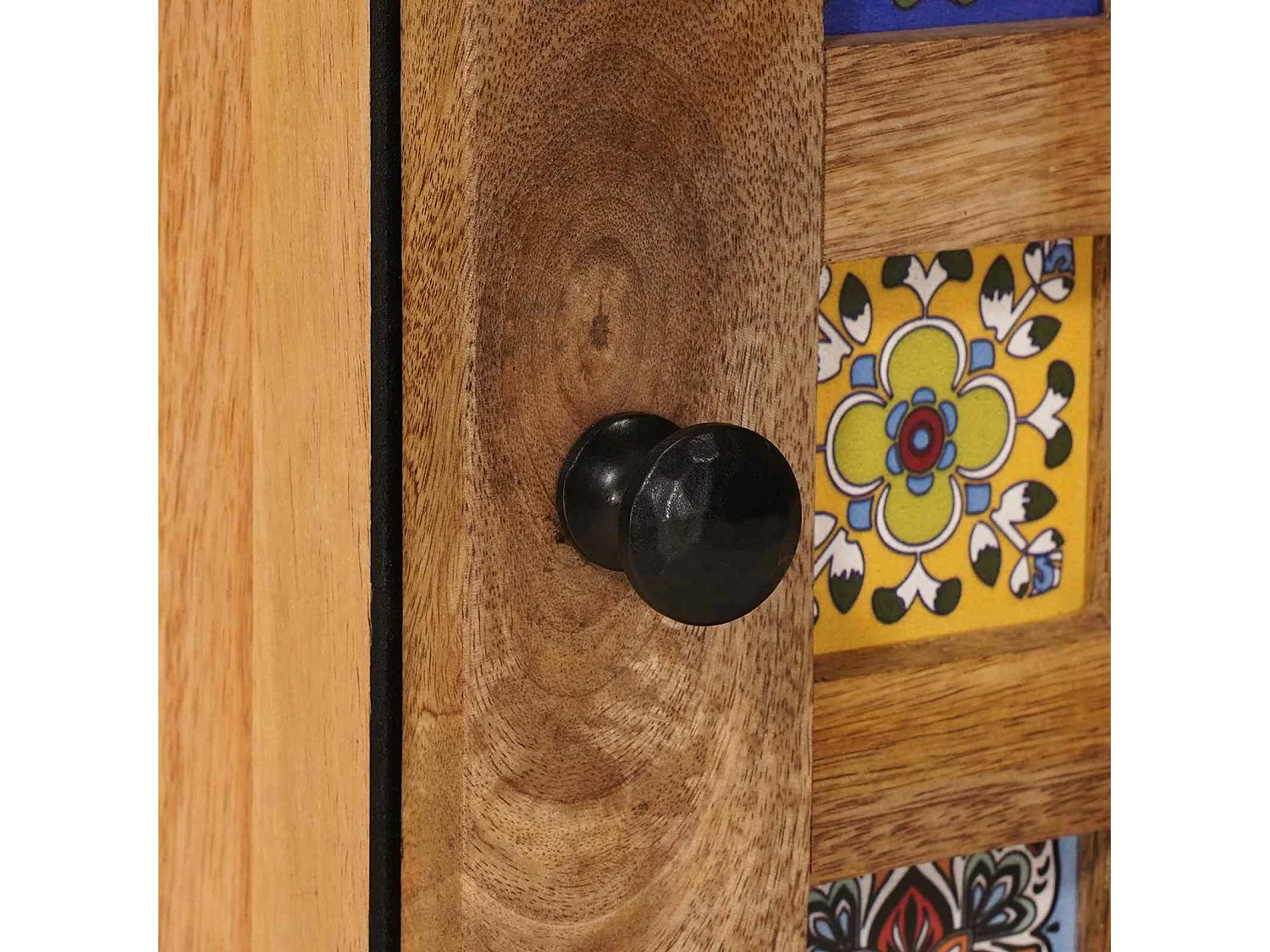 Armario de Noche Natural 50 x 33 x 60 cm Madera de mango maciza