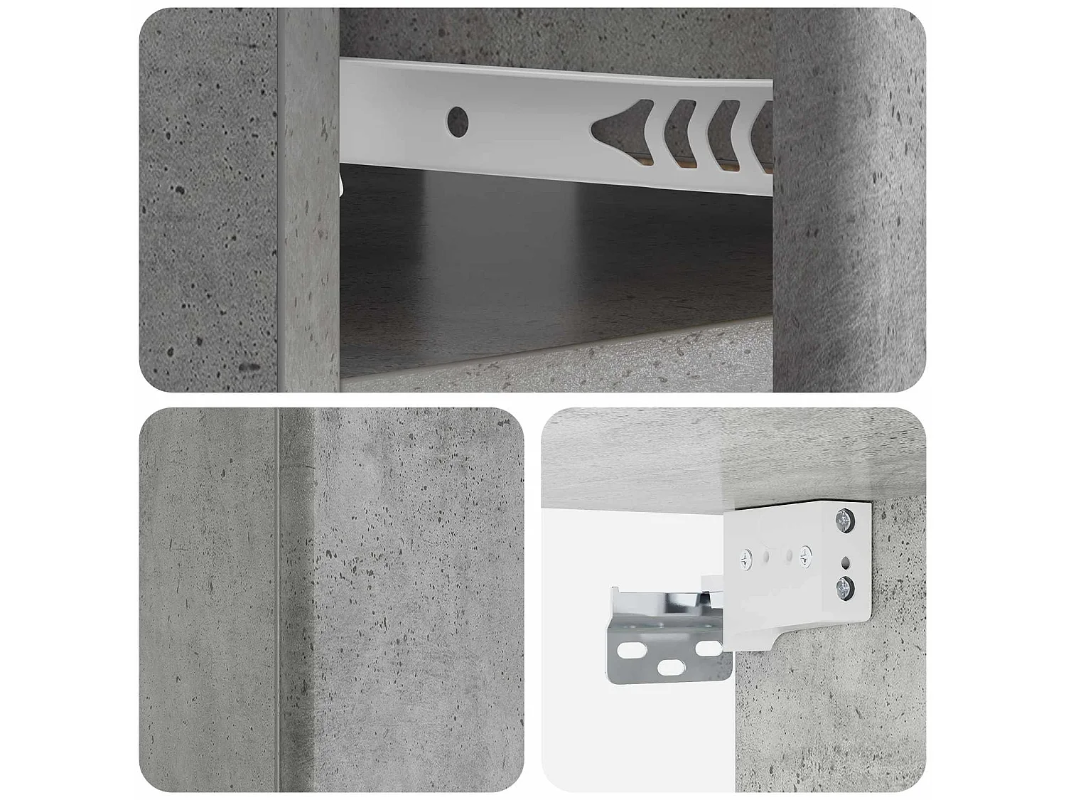 Table de chevet mural Gris béton 49 x 34,5 x 20 cm