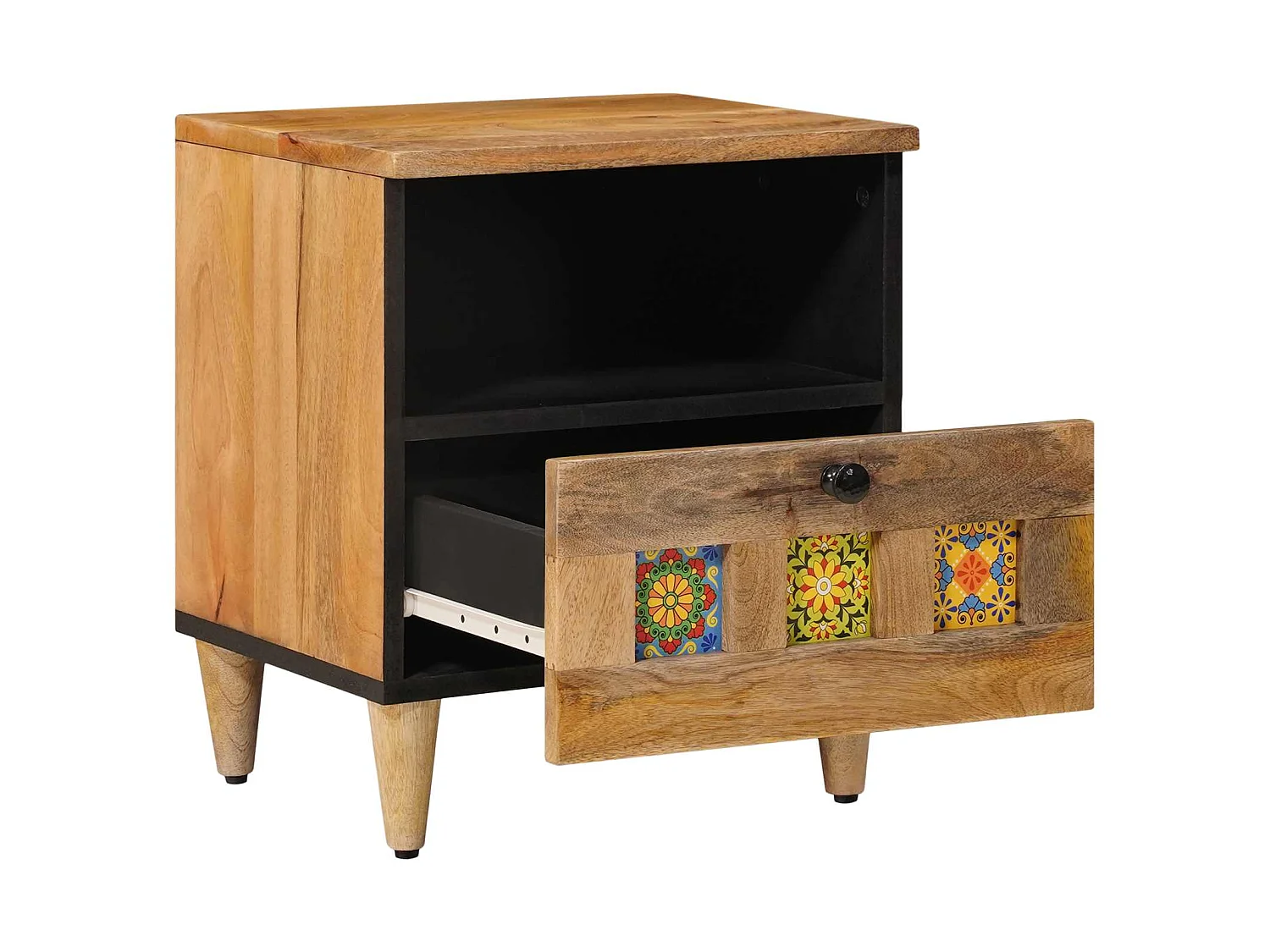 Armario de Noche Natural 40 x 33 x 46 cm Madera de mango maciza