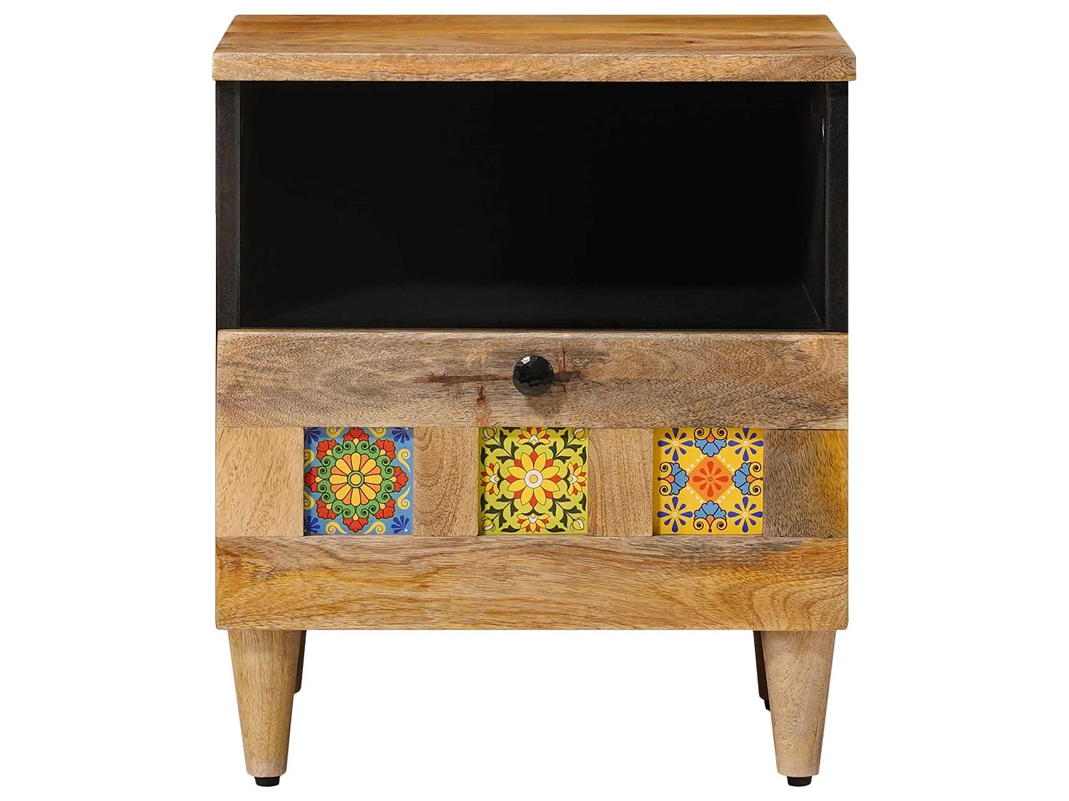 Armario de Noche Natural 40 x 33 x 46 cm Madera de mango maciza