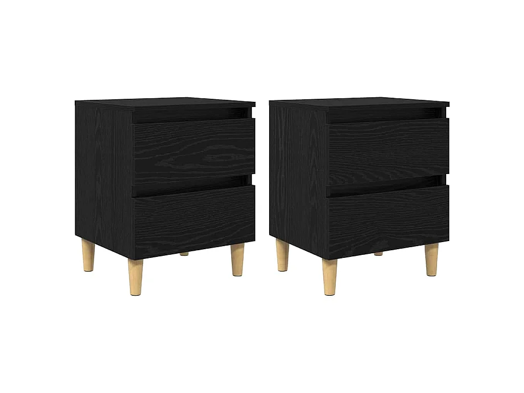 Armarios de cama con cajón 2 piezas Roble Negro 40 x 35 x 50 cm
