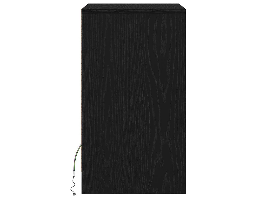Armario de Noche LED con cajón Roble negro 38 x 34 x 61 cm