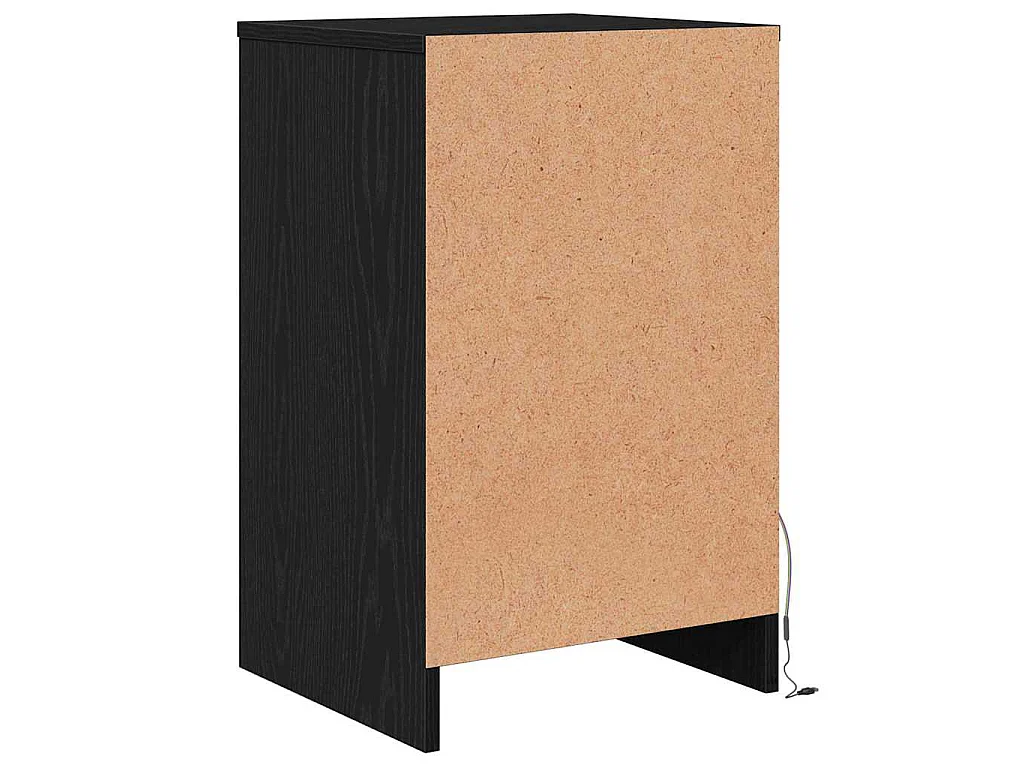 Armario de Noche LED con cajón Roble negro 38 x 34 x 61 cm
