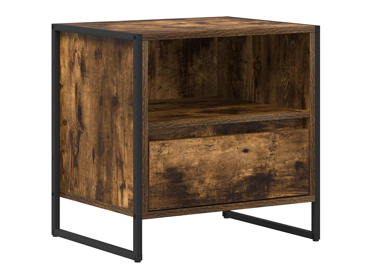 Mesa de Noche con cajón 2 piezas Roble Humo 50 x 39,5 x 50 cm