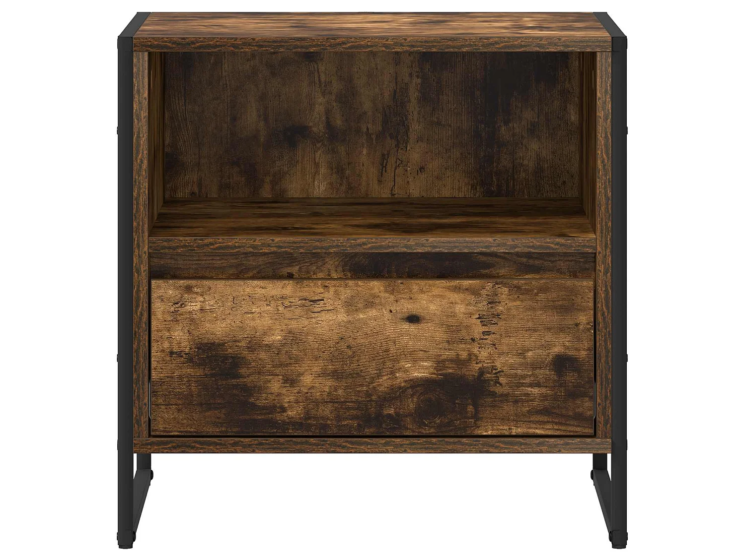 Mesa de Noche con cajón 2 piezas Roble Humo 50 x 39,5 x 50 cm