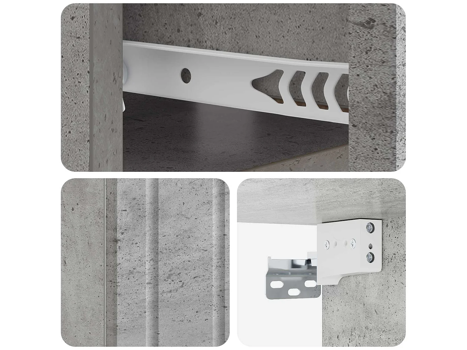 Table de chevet mural Gris béton 49 x 34,5 x 24 cm