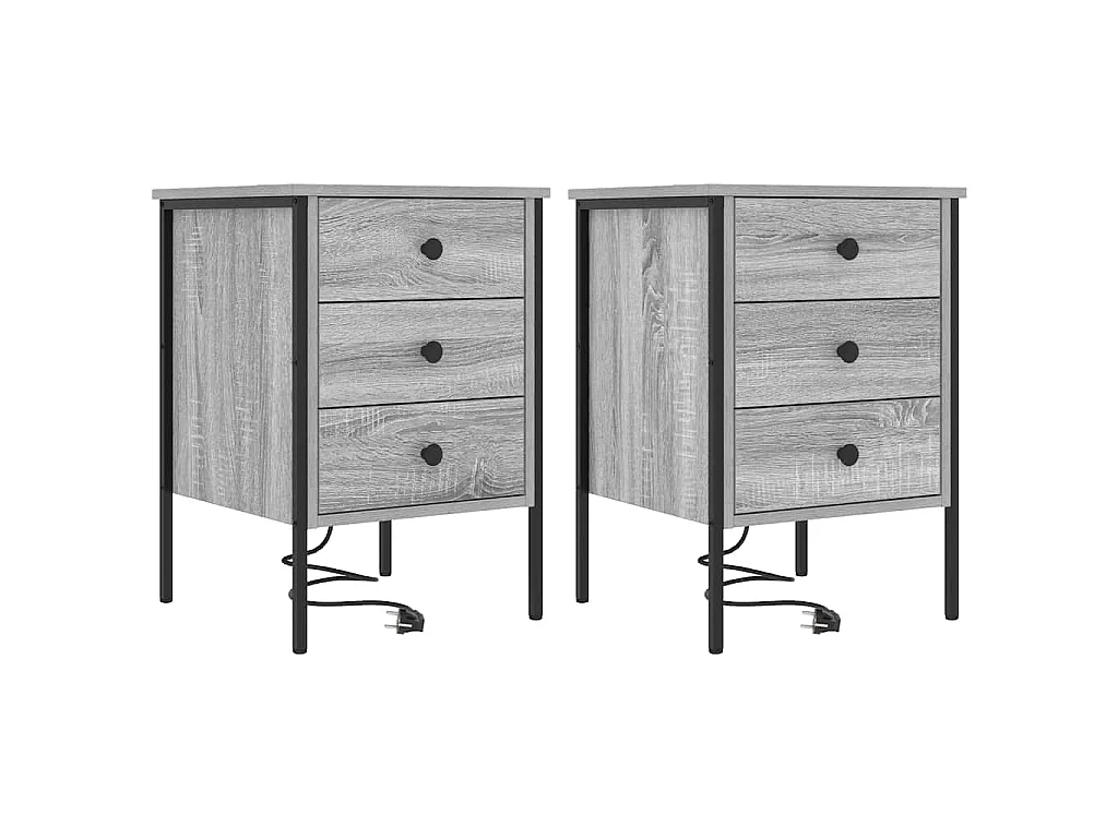 Armario de Noche con cajón 2 piezas Gris sonoma 42 x 41 x 61 cm