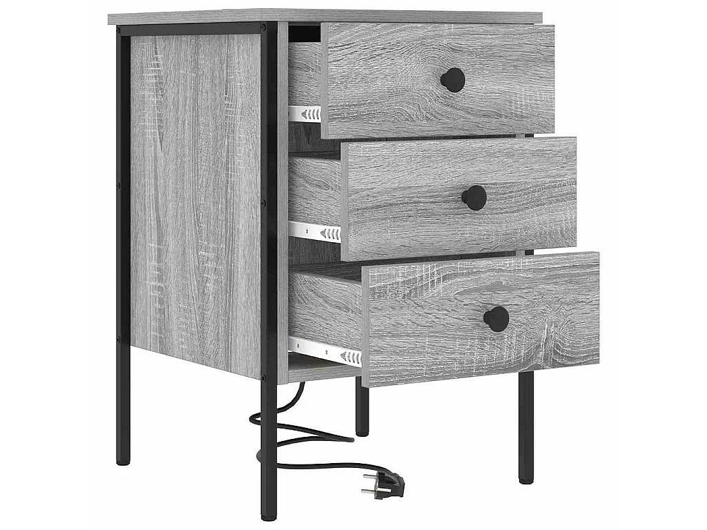 Armario de Noche con cajón 2 piezas Gris sonoma 42 x 41 x 61 cm