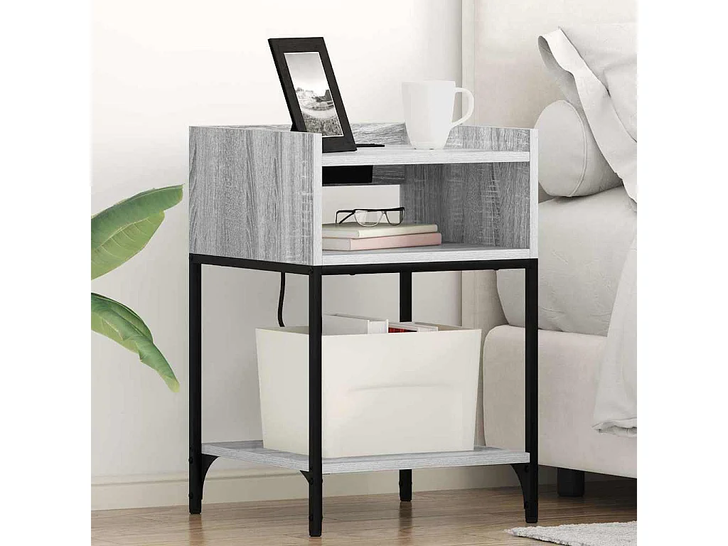 Mesa de Noche con estante 2 piezas Gris sonoma 40 x 40 x 61 cm