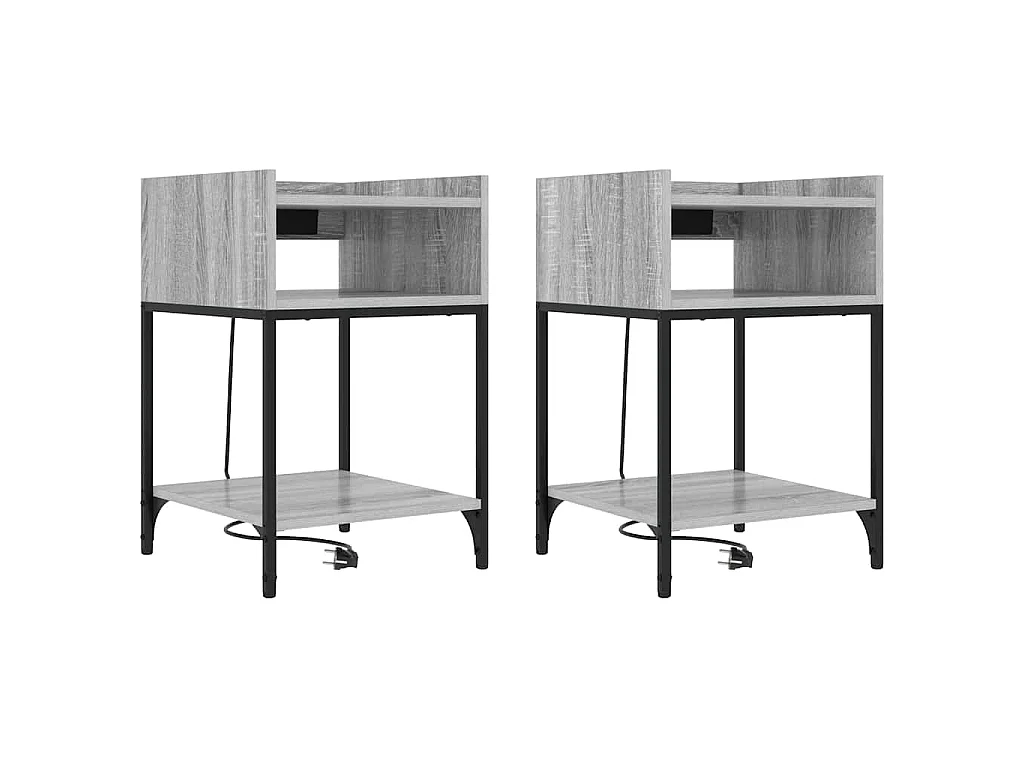 Mesa de Noche con estante 2 piezas Gris sonoma 40 x 40 x 61 cm
