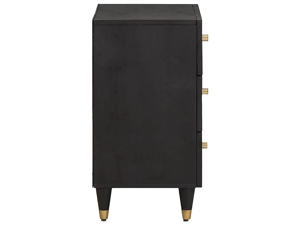 Armario de Noche Negro 50 x 33 x 62 cm Madera de mango maciza