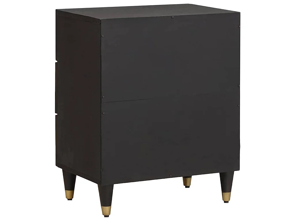 Armario de Noche Negro 50 x 33 x 62 cm Madera de mango maciza