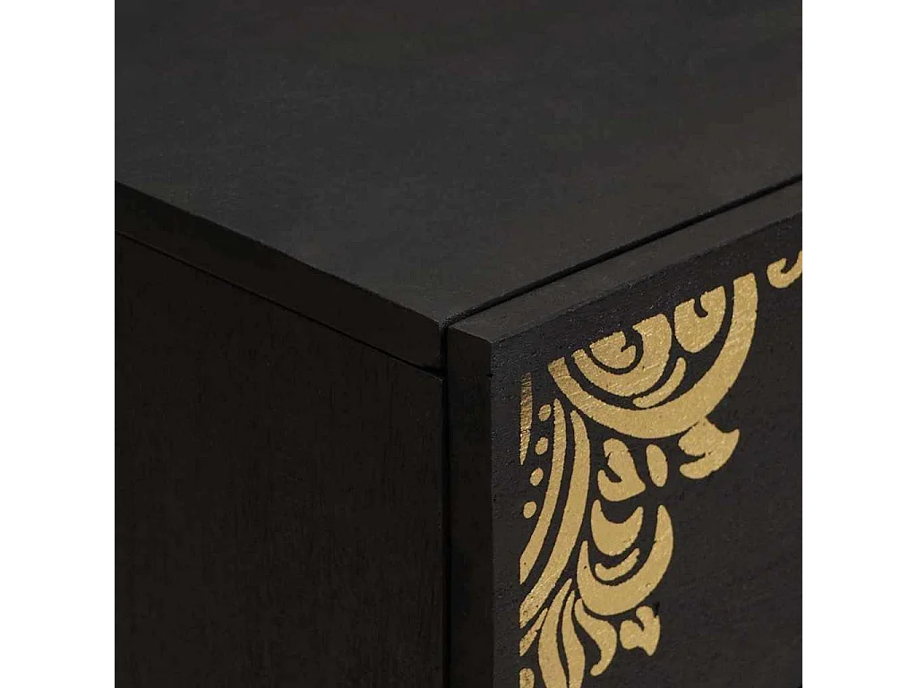 Armario de Noche Negro 50 x 33 x 62 cm Madera de mango maciza