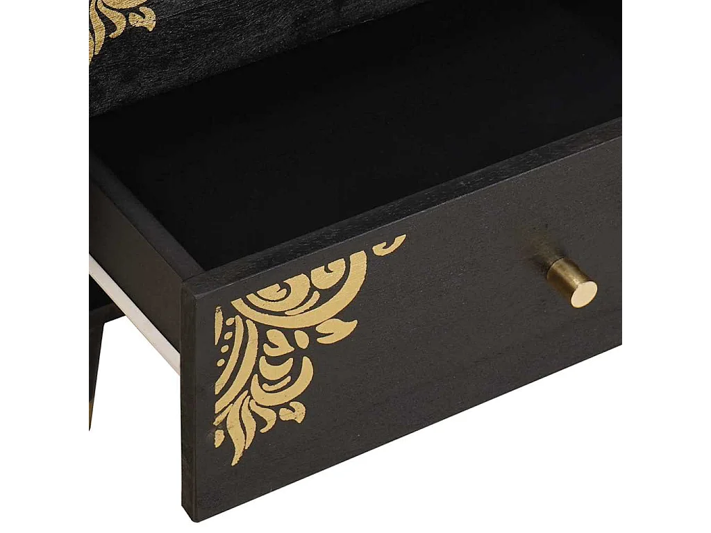 Armario de Noche Negro 50 x 33 x 62 cm Madera de mango maciza