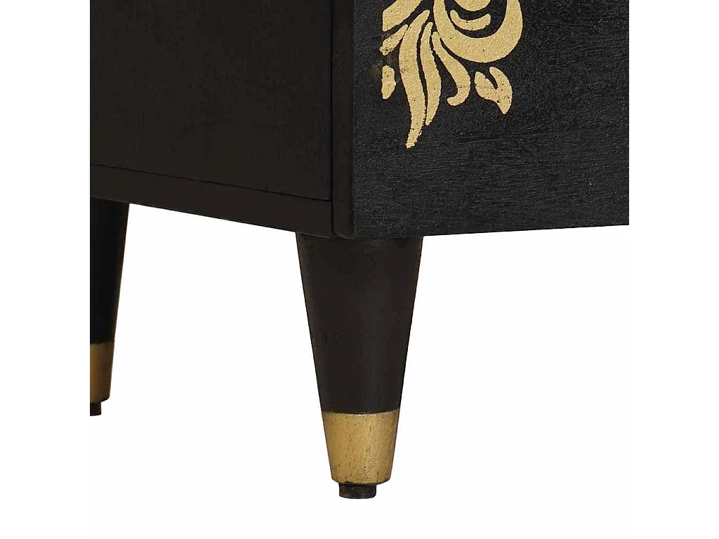 Armario de Noche Negro 50 x 33 x 62 cm Madera de mango maciza