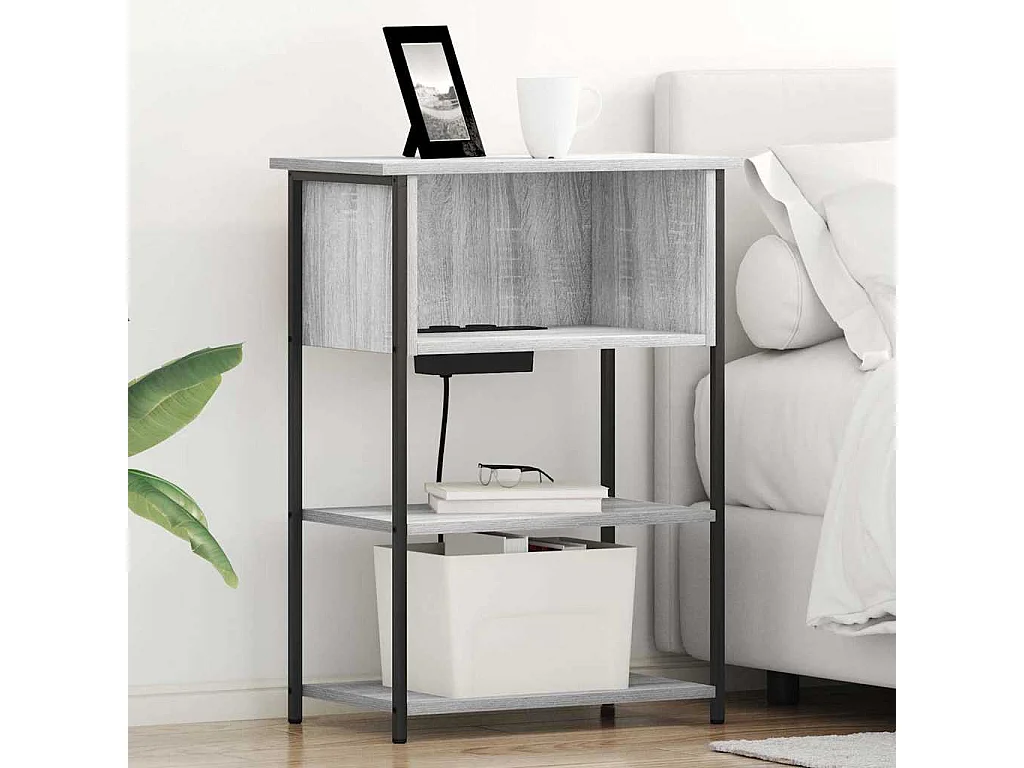 Armario de Noche Gris sonoma 55 x 31 x 76 cm