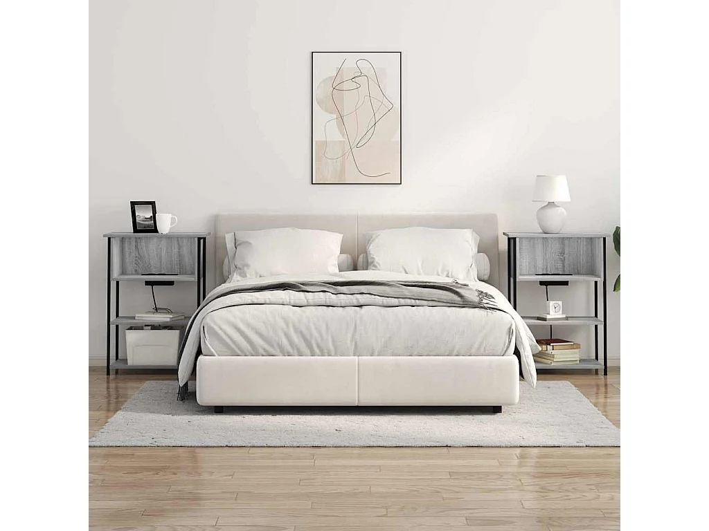 Armario de Noche Gris sonoma 55 x 31 x 76 cm