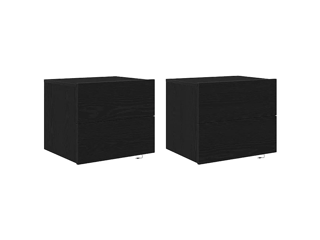 Armario de noche montado en la pared 2 piezas Roble negro
